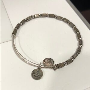 Alex and Ani Silver Beaded Expandable Bangle with Signature Charms